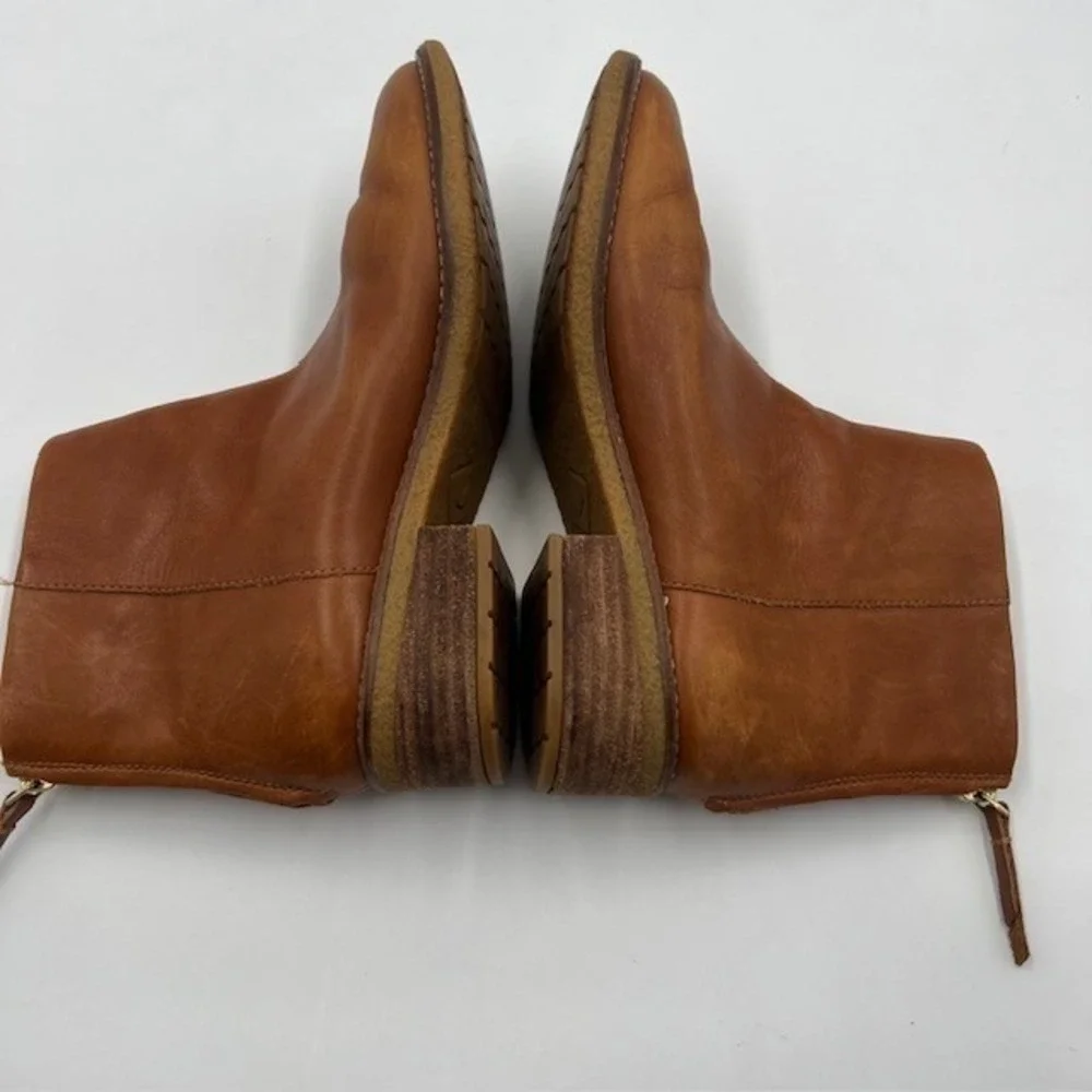 Sperry Top-Sider Womens Tan Leather Back Zip Ankle Boots STS82011‎ Size 7/6.5
